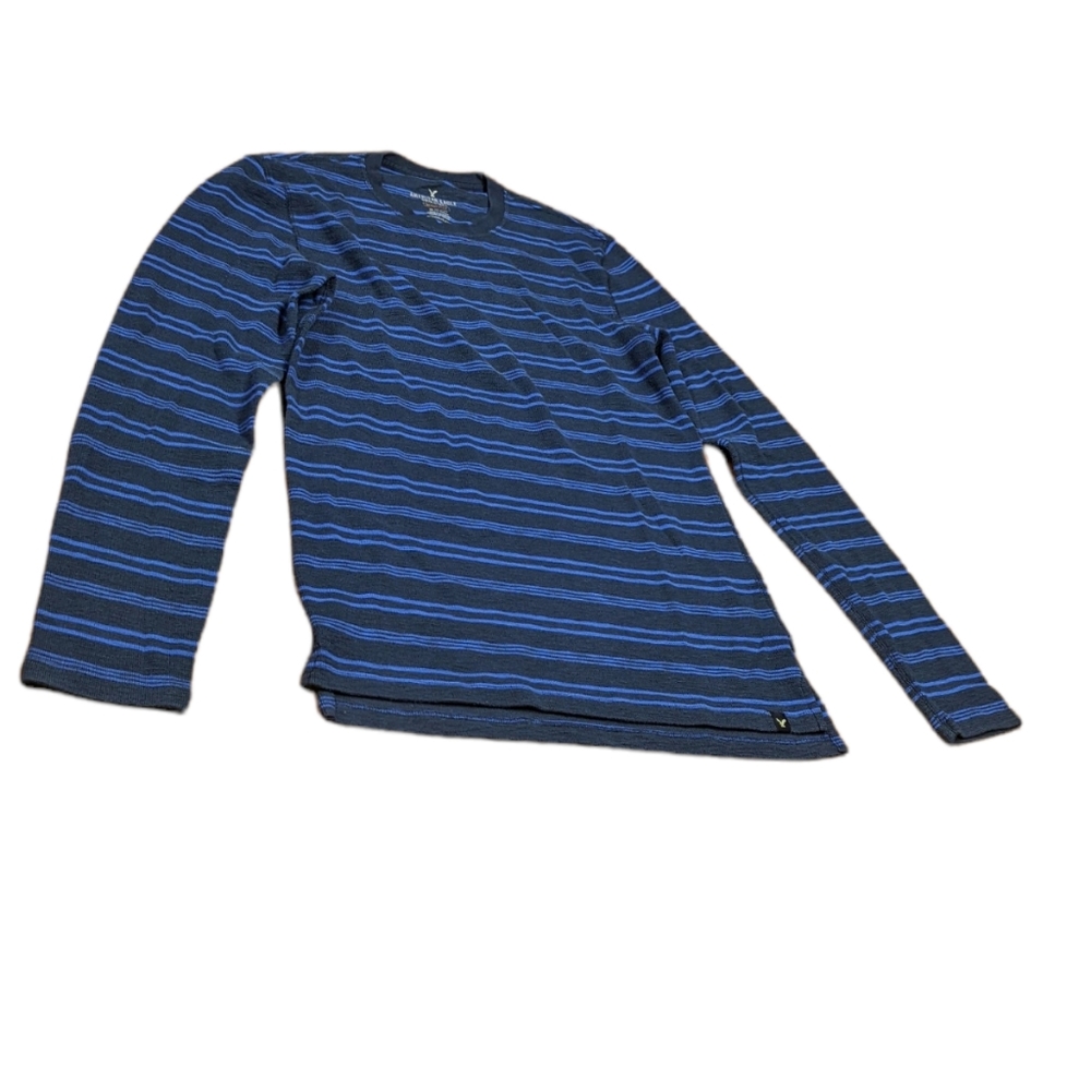 Men's American Eagle Outfitters Long Sleeve X-Small Dark/Light Blue Stripe